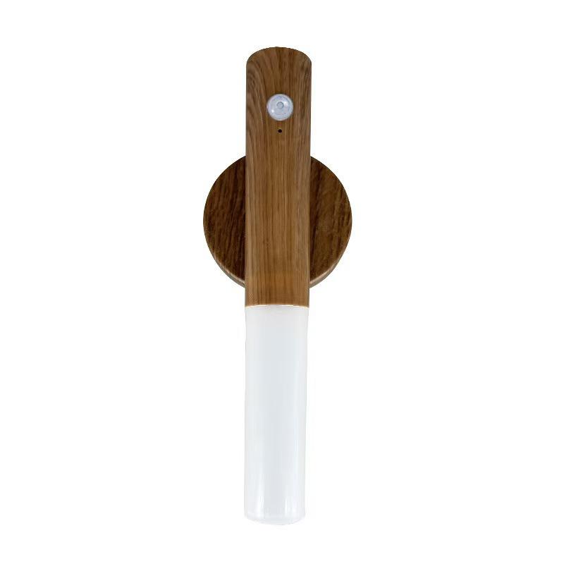 Wood Grain Night Light: Auto-Sensing Magnetic Wall Lamp for Bedroom & Corridor Use