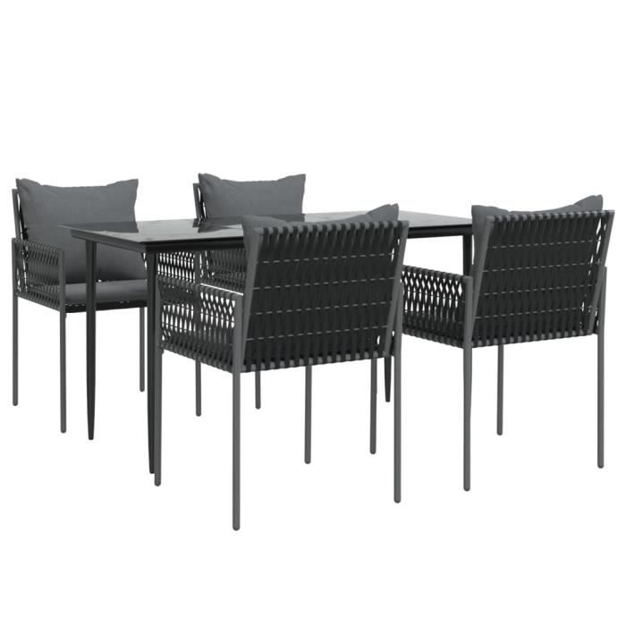 VidaXL Garden Dining Set 5 Pcs Cushions Woven Resin Steel 3187055