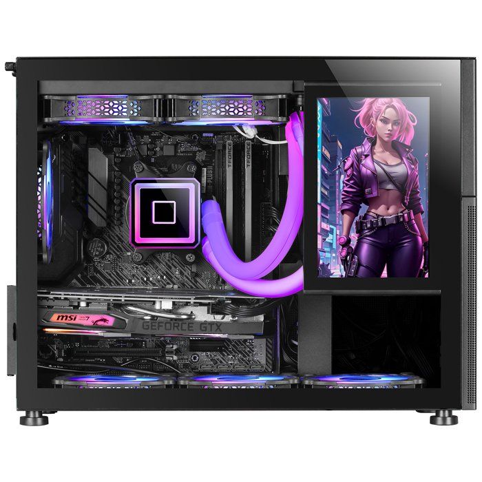 Boîtier PC Micro-ATX - Mars Gaming - MC-LCD - Écran LCD IPS 8" - Verre Trempé - Noir