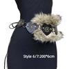 Patchwork Heart Waist Belt Faux Fur Brown Rivet Belt Fashion Women Waistband  Waist Accessories