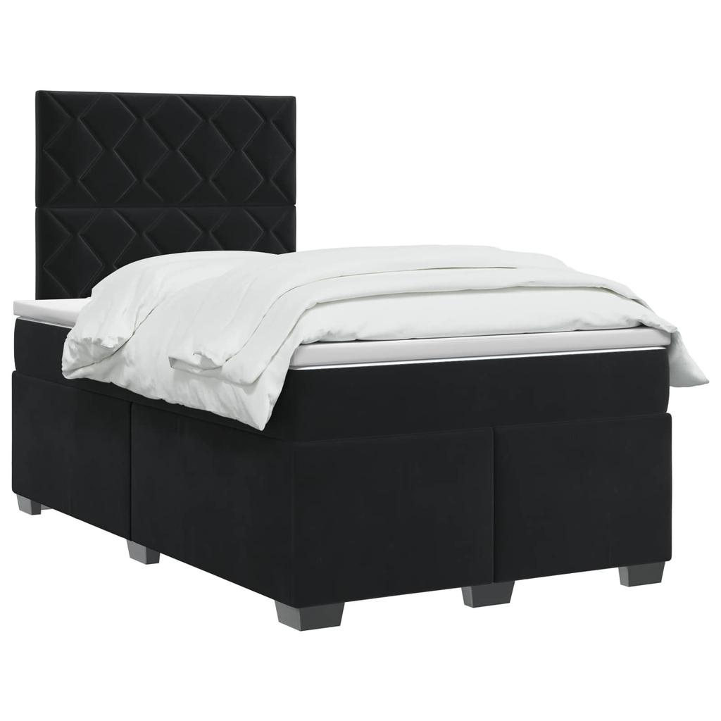 Box Spring Bed with Mattress Black 120 x 190 cm Velvet