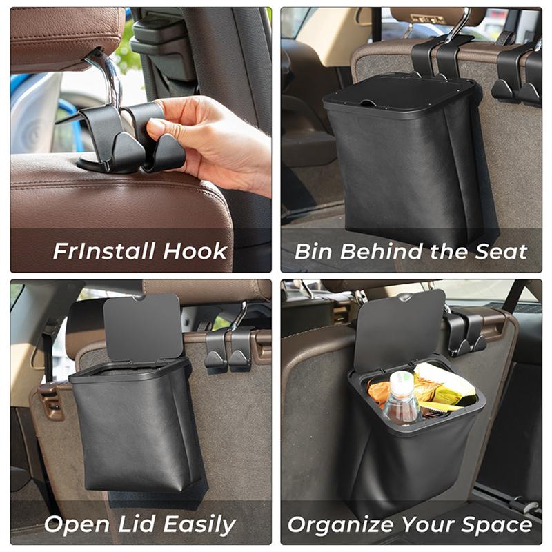 Car Trash Can Bin Car Accessories Organizer Garbage Cars Storage Pockets For Trash Can Closeable Waterproof Outer Skin