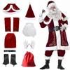 Santa Claus Thick Adult Santa Large Santa Cosplay Christmas Long Reindeer Santa Santa Cosplay Christmas Adult Luxurious Set Red Bag Included