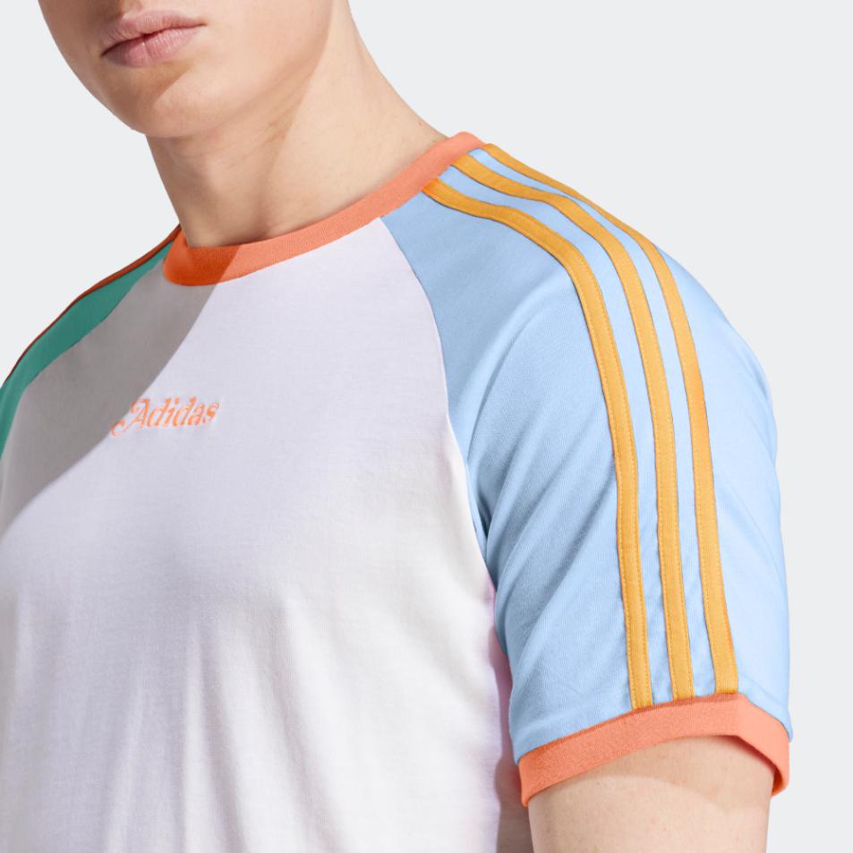 adidas Футболка Originals Trefoil Enjoy Raglan, спортивная, с коротким рукавом, в полоску, мужская, белая IT8190