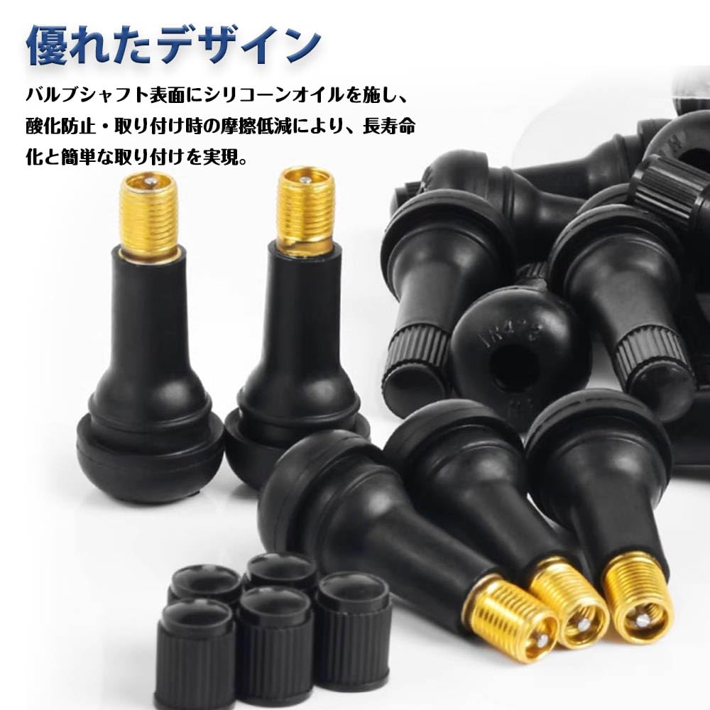 CHANJIF Tubeless Valve Set of 8 Black TR413 Easy Installation