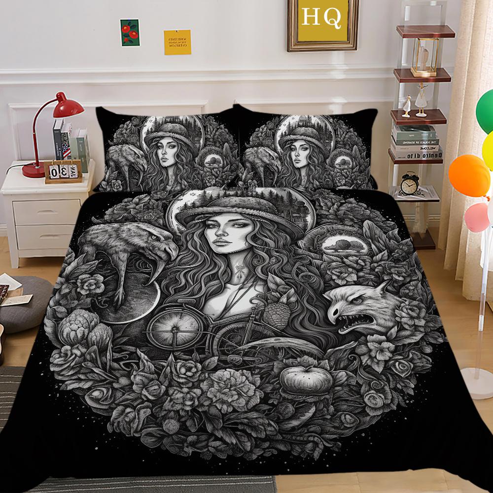 Комплект пододеяльника Beauty с принтом черепа, полный размер, микрофибра, покрывала, наволочка высокого качества, роскошные комплекты постельного белья