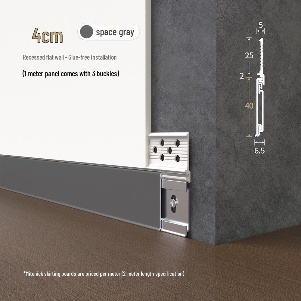 Ультратонкий алюминиевый плинтус Meitong со скрытым креплением