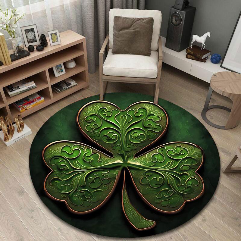 Handmade Style Round Moon Multicolor Rug Mat, Non-Slip Floor Mat for Entryway