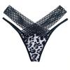 Leopard Print Thong: Women's Ice Silk Hollow-Out Strap Bandage Underwear