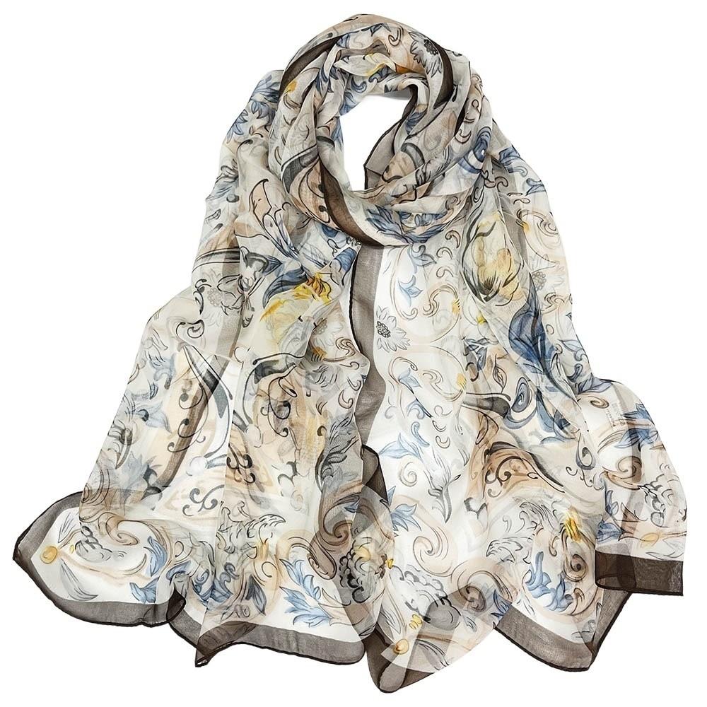 Breathable Silk Scarf Sun-Resistant Bandana Portable Long Wraps for Women