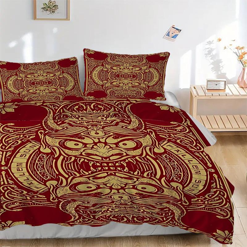 3pcs Ornate Mask Duvet Cover Set -Includes 1 Duvet Cover and 2 Pillowcases, No Quilt Core, All-Season Home Decor yy251111145