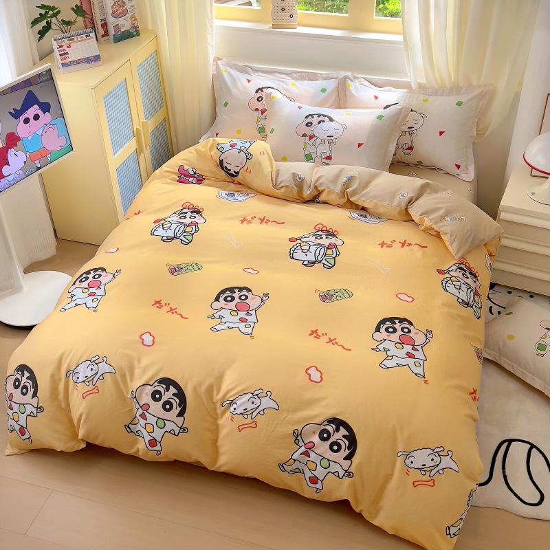 C-Crayon Shin-Chan Bedding Set Pillowcase 2/3/Pcs Boy Girl Shin-Chan Duvet Cover Adult Children Gift Single Double Large Size