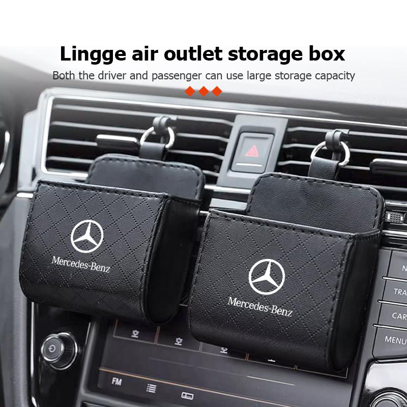 Universal Car Air Vent Organizer Box Storage Bag Phone Holder For Mercedes Benz W211 W124 W176 W177 C180 C200 C260 C300 GLC CLE