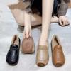 Soft Leather One-pedal Velvet Doudou Cotton Shoes Women's Winter 2025 New Models, Fat Feet, Wide Feet, Soft Soles, Comfortable and Warm Fluffy Shoes