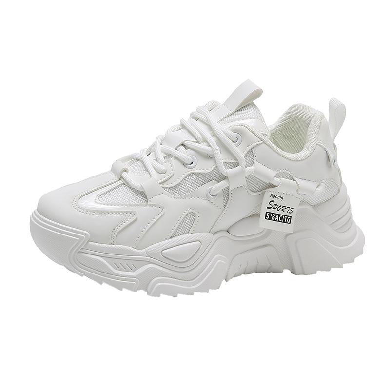 Женская обувь на платформе, осенняя кожаная новинка 2024, универсальные черные повседневные кроссовки, однотонные вулканизированные туфли на шнуровке Tenis Feminino