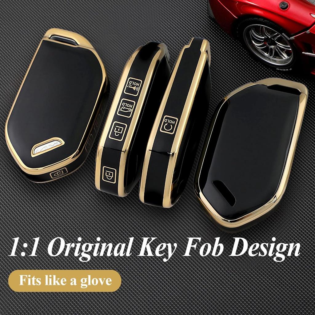 Montague Key Fob Cover for KIA with Leather Keychain, Premium TPU Key Case Shell for Kia Telluride, Sorento, K5 GT-Line Remote Smart Key Fob