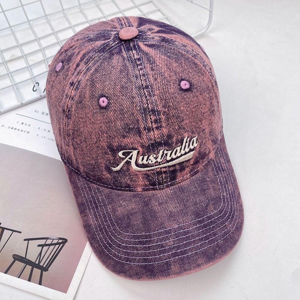 Wide Brim Denim Baseball Cap Korean Style Casual Duckbill Hat Letter Embroidery Peaked Cap Women