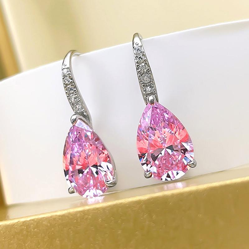 Серьги Huitan Pink/Yellow Pear Circonia для женщин, модные элегантные женские аксессуары для пирсинга, романтические украшения