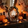 Cute And Spooky Desktop Decoration Ghost on Tree Swing Halloween Decor, Resin Figurine with Vintage Detailed Sculpture for Office Base, Festive Party