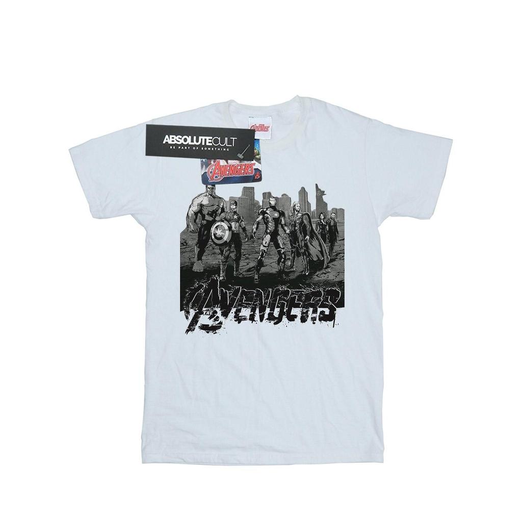 Marvel Женская/дамская футболка бойфренда из хлопка с принтом «Мстители: Моно Командное искусство»