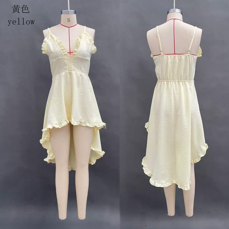 2026 Sexy Solid Color Slip Mini Dress Off Shoulder Irregular Beach Party Women