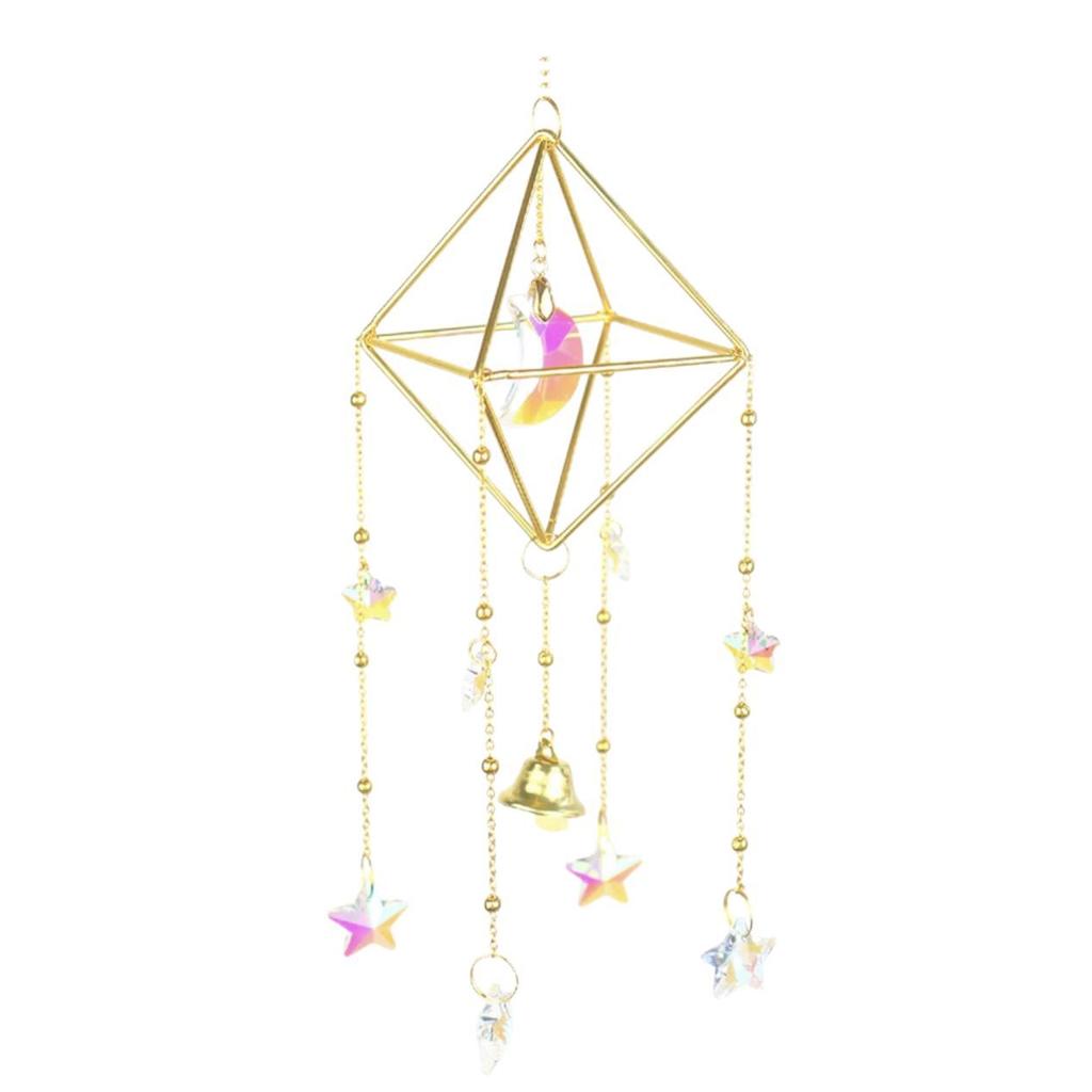1 Pcs Moon Star Wind Bell Pendant Rainbow Prism Colorful Star Moon Dream Catcher Party Decor Hanging Wind Chime Outdoor Indoor