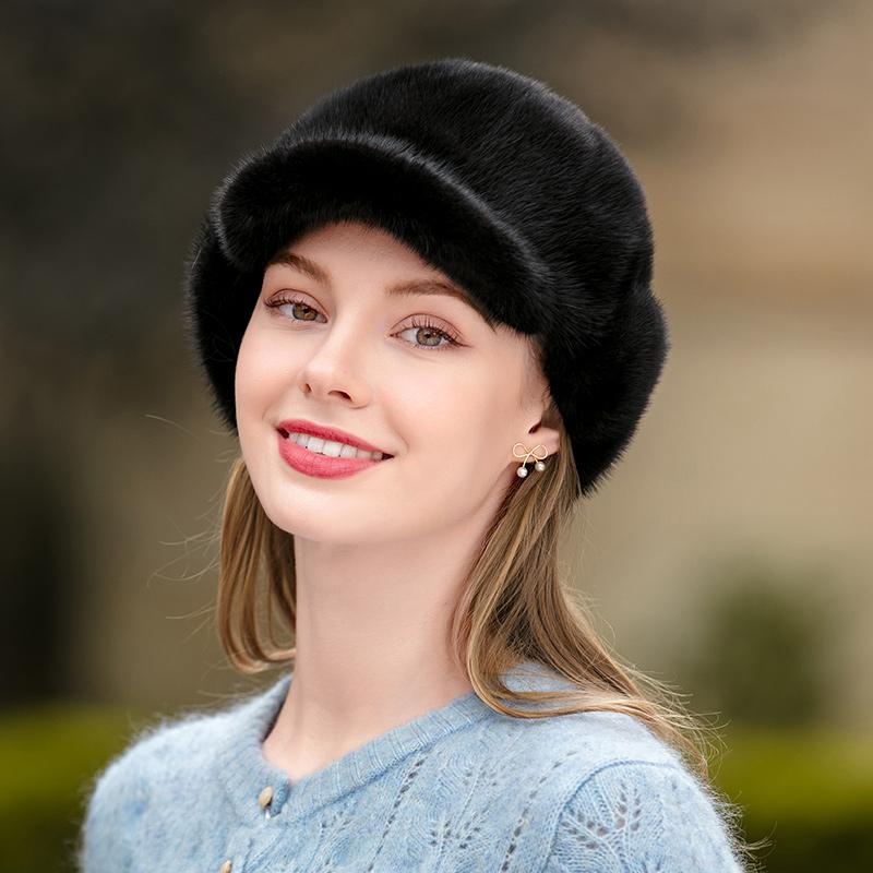 New Women's Autumn and Winter Casual Fur Hat Mink Hair Ear Protection Hat Outdoor Warm Keeping Fashion Fur Baseball Hat