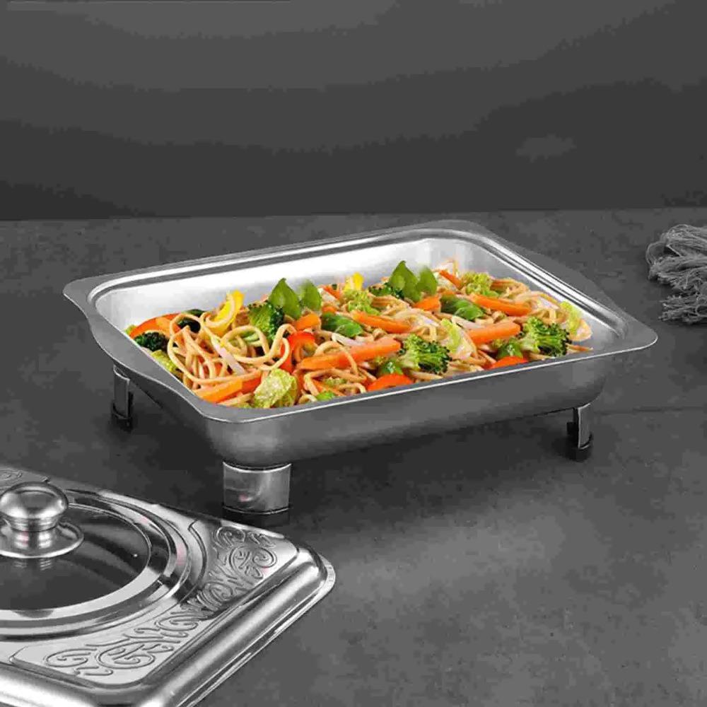 Practical Pan Dishes Warmer Stainless Steel Metal Pot Pans Chafing Dish Food Tray Dining