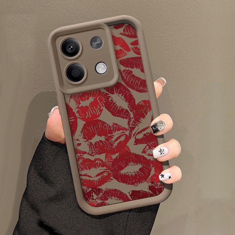 Роскошный красный принт губ ТПУ мягкий чехол для Xiaomi 14T Pro 13T Poco F6 X6 X5 Redmi 13C Note 14 Pro 13 12 11 10 защита линз противоударный матовый чехол для телефона