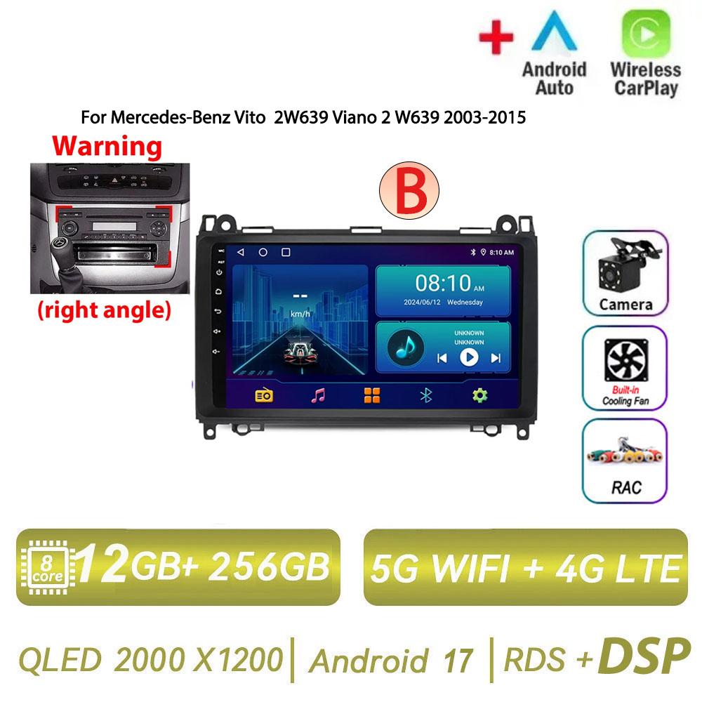 Автомагнитола Android 17 для Mercedes-Benz Vito 2W639 Viano 2 W639 2003-2015 с Carplay DSP Wifi 4G 2 Din GPS Беспроводной