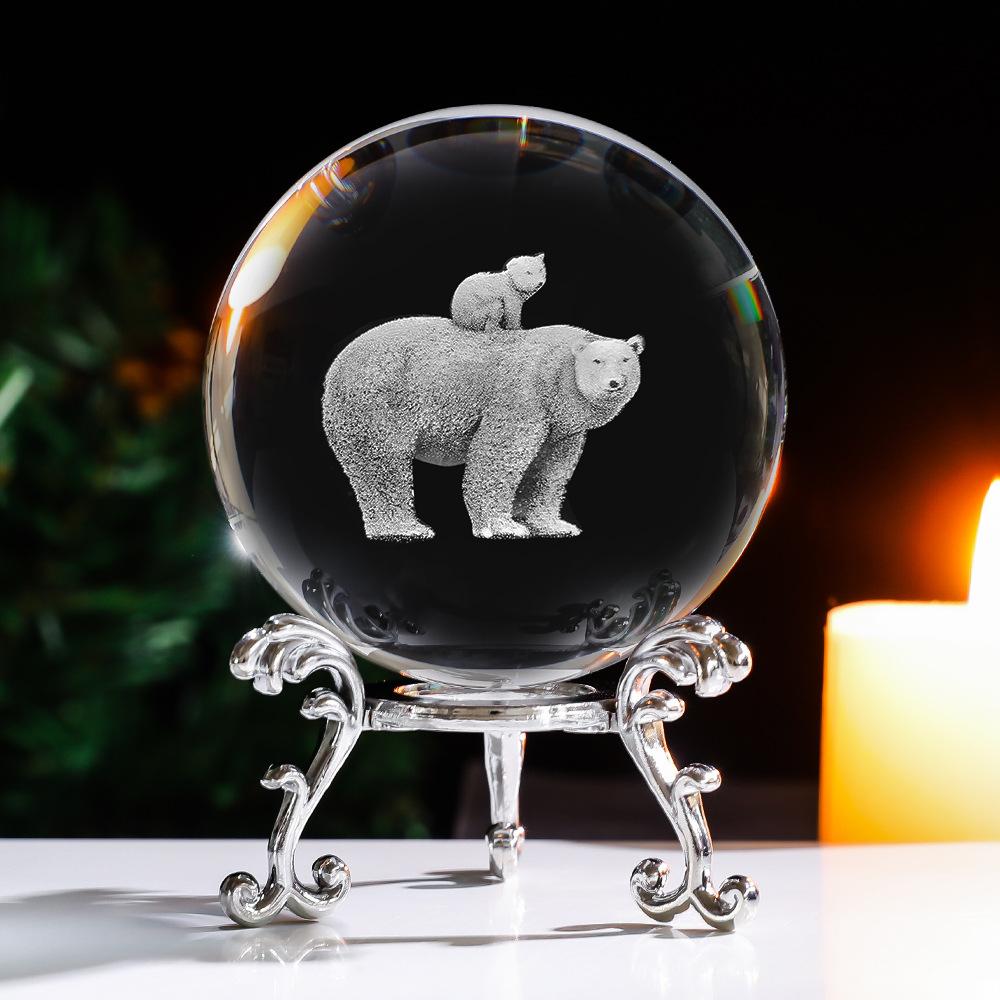 60 мм 3D хрустальный шар с лазерной гравировкой, стеклянные украшения, фигурка животного, коллекционные предметы, пресс-папье, домашний художественный декор с подставкой