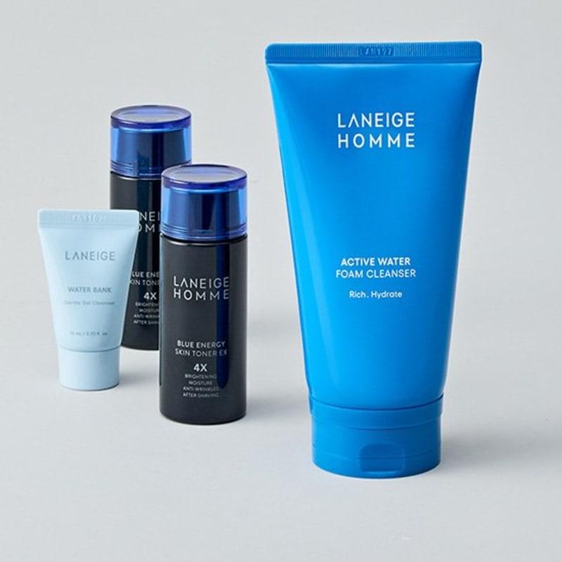 LANEIGE Homme Active Water Очищающая пенка 150 мл Специальный набор (+Homme Тоник 50 мл x 2, Гель для умывания 10 мл)