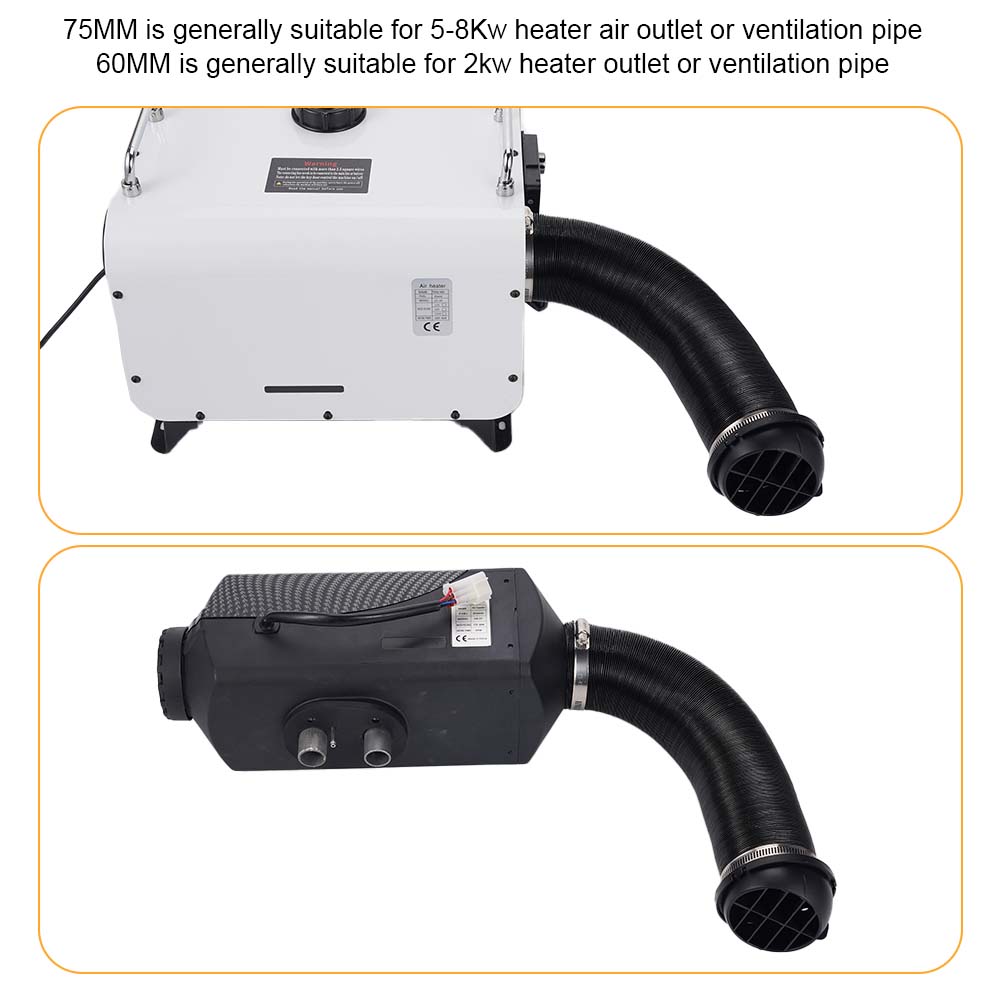 75 мм/60 мм Соединитель вентиляционной трубы воздуховыпускного отверстия парковочного отопителя Подходит для дизельного отопителя 2 кВт/5-8 кВт Аксессуары для воздуховыпускного отверстия горячего воздуха