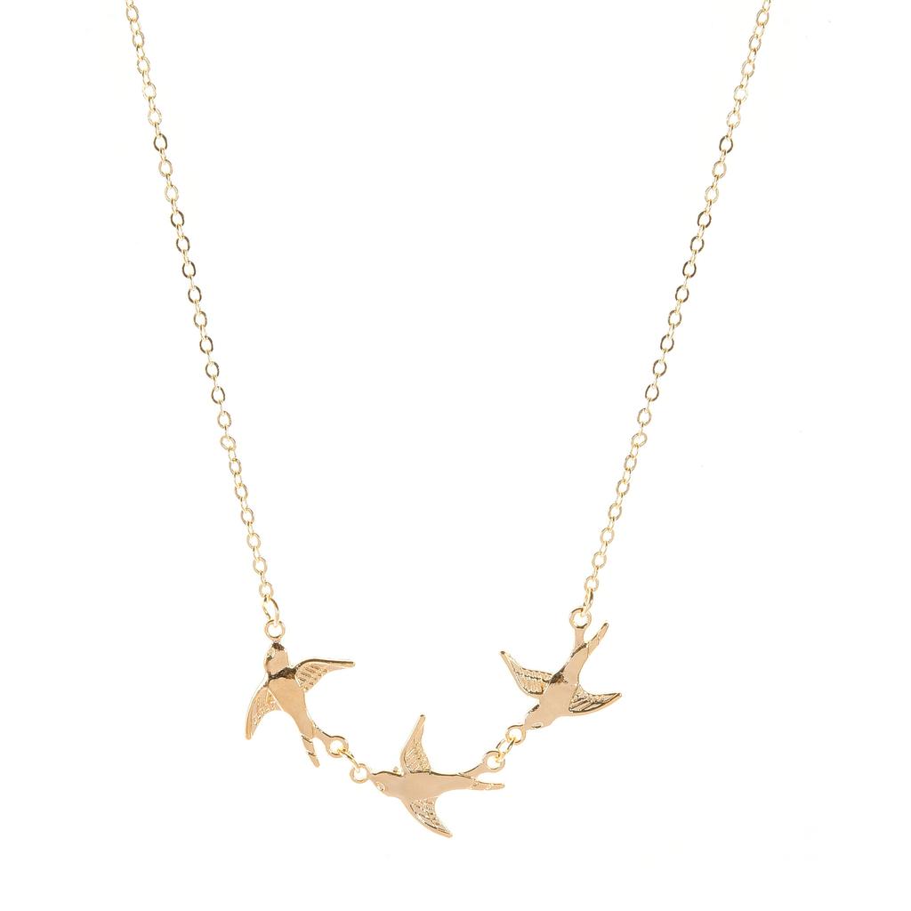Popular Girl Necklace Wild Temperament Retro Simple Three Bird Necklace Women Bohemio Fatima Necklace