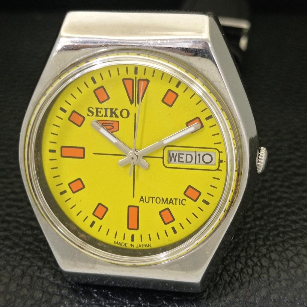 Seiko 5 АВТОМАТИЧЕСКИХ ВИНТАЖНЫХ ЯПОНСКИХ МУЖСКИХ ЧАСОВ 6319A С ЖЕЛТЫМ ЦИФЕРБЛАТОМ a702704-1