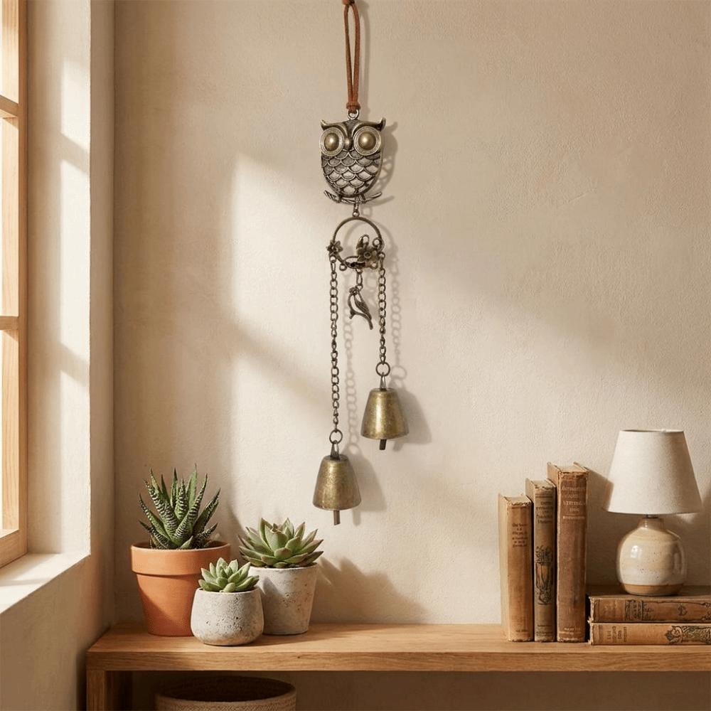 Bohemian Style Owl Wind Chime Hollow Design Wind Chime Pendant Vintage Wind Chime Porch Hanging