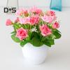 HOW-E имитация цветка в горшке с розой, украшение для отеля, пластиковая книжная полка, стол, искусственный цветочный горшок для офиса