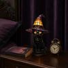 Gothic Decor Lamp Witch Hat Lamp, Stained LED Light, Halloween Table with Warm Glow, Wizardry Night Light for Bedroom Mantel Bookshelf Entryway Party