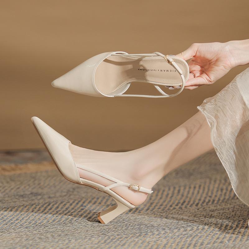 6701 classic fashion pointed empty sandals summer 2026 new women's versatile thick heel women's shoes