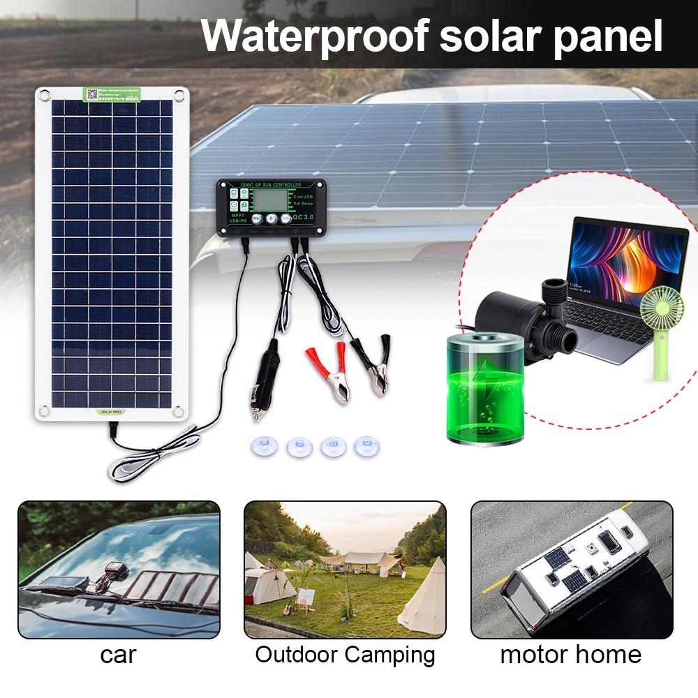 50W Solar Panel Kit 12V USB Charging Solar Cell Board Controller Portable Waterproof Solar Car Lighter For Phone RV Car Charge