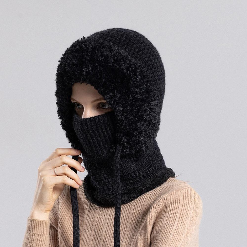 Multi functional Knitted Beanies Hat With Ties Mask Neck Cover Set Fashion Balaclavas Hat Ski