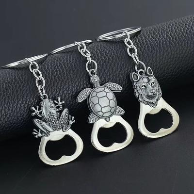 Брелок для ключей в виде лягушки, волка, льва, металлический, бронзового цвета, открывашка для пива, брелок для рюкзака, подвеска