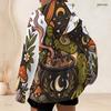 Women Plus Size Zip Up Hoodie Halloween Skeleton Pumpkin Cowboy Print Long Sleeve Casual Hooded Sweatshirt