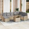 9-Piece Garden Sofa Set with Beige Cushions In Poly Rattan, 2-Seater Garden Sofa with Beige Cushions 3348516