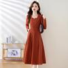 2024 Autumn Women's Korean Slim Fit A-line Dress with Tie - SW1857