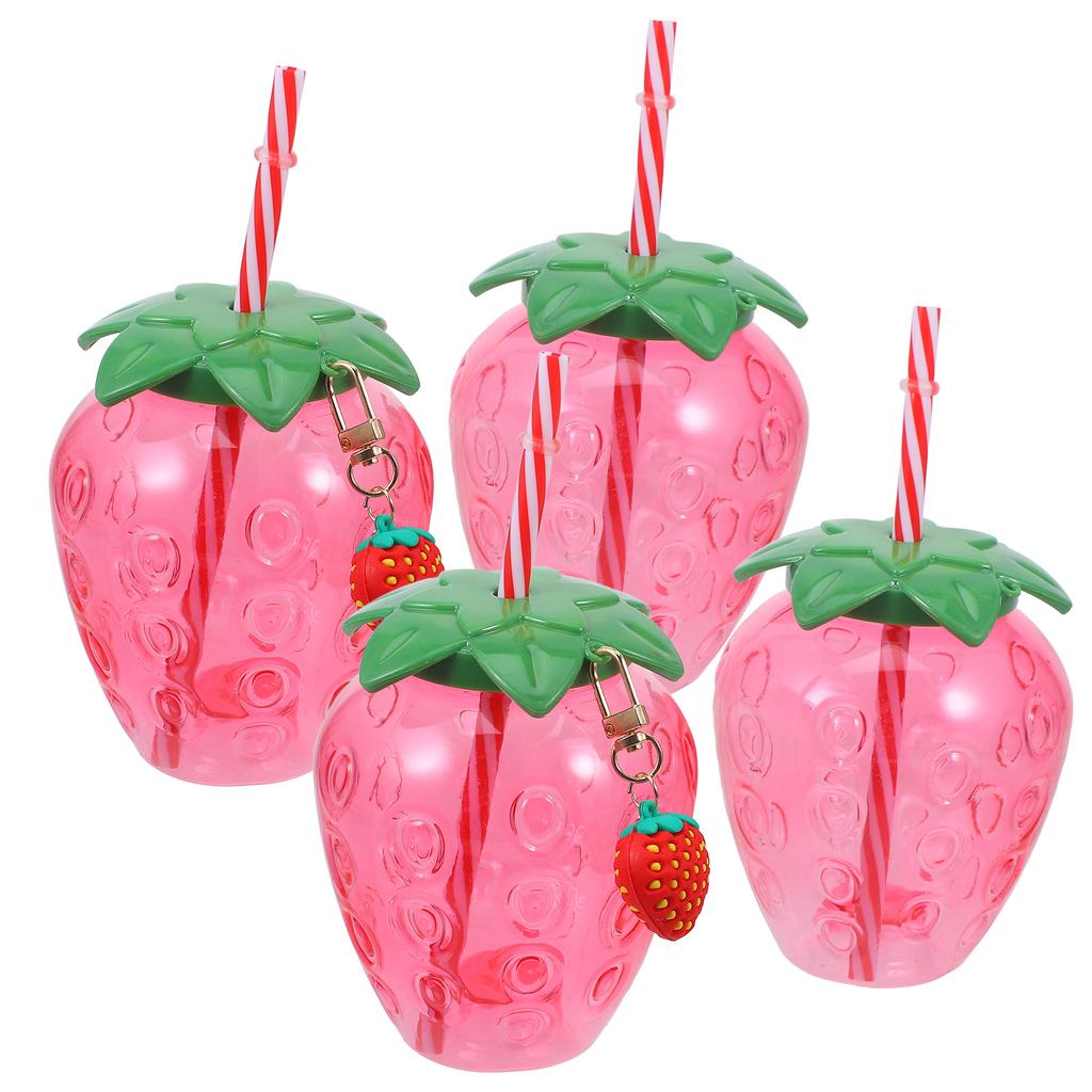 4 шт. Стаканы Сок Клубничная чашка Детские бутылки для воды Кофейные чашки с крышками Графин Напиток PP Стакан для питья Молоко