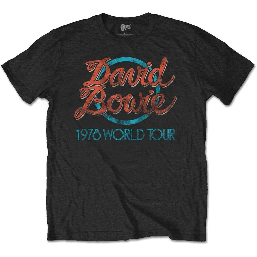Черная футболка унисекс в стиле классического рока с Дэвидом Боуи 1978 World Tour