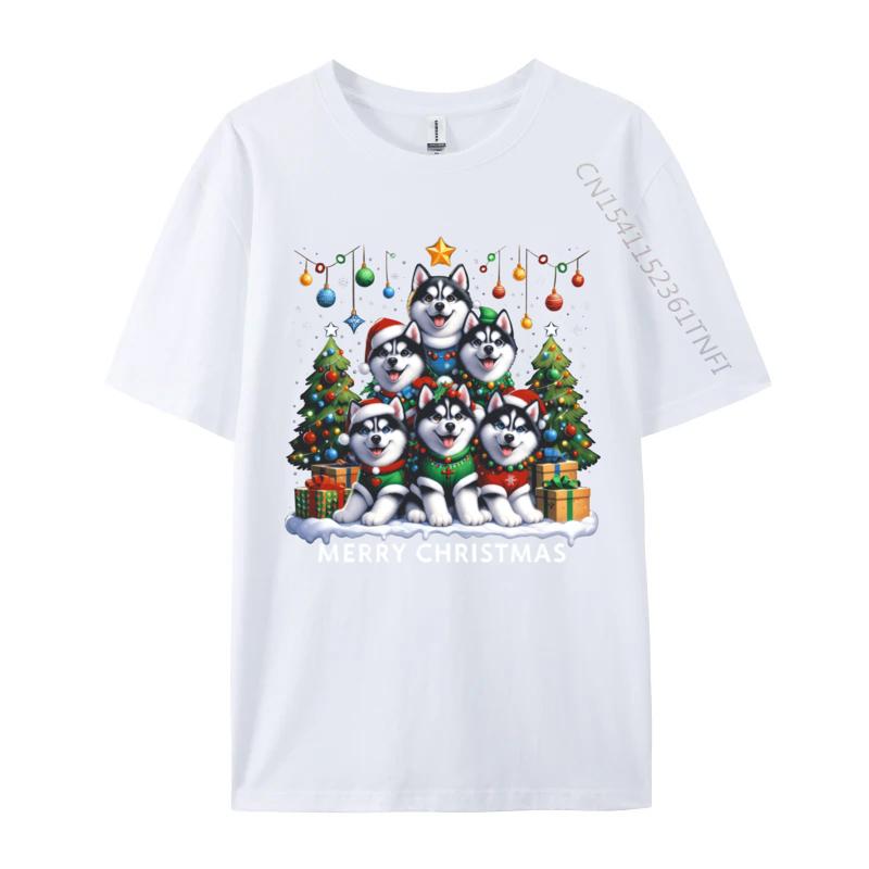 Husky Dog Christmas Tree Merry Christmas Matching Xmas Tshirts Print Tshirt Unisex T Shirt Hot Sale Short Sleeve Oneck