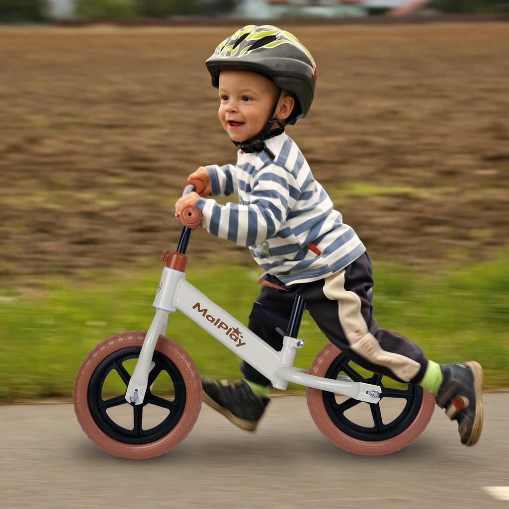 Malplay 12 Inch EVA Wheels Cream Childrens Balance Bike