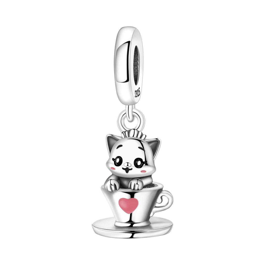 Exquisite Exquisite 925 Silver Cute Fox Animal Pendants Bracelet Charms Jewelry Party Beads Diy Trendy Gifts